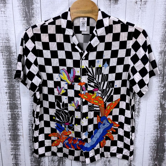 Disney Other - Disney Alice in Wonderland Caterpillar Absolem Camp Shirt Checkerboard XL